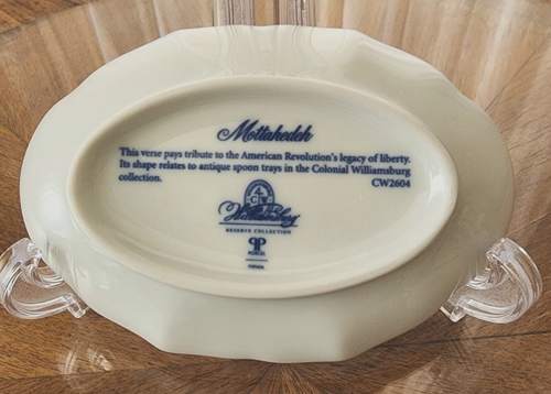 Mottahedeh 5.75" TIS LIBERTY OF CHOICE THAT SWEETENS LIFE Historic Spoon Tray - Picture 2 of 4