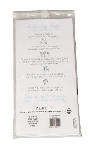Fazzoletti PEROFIL confezione 3 pezzi cm.45x45 orlo rulè puro cotone  articolo V - Imagen 6 de 37