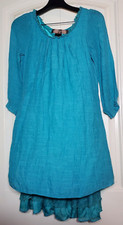Urban Mango Turquoise Aqua Blue Shift Layered Dress Lace Hem Size S