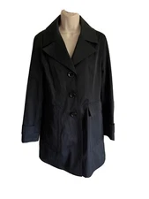Michael Kors Ladies rain coat black knee Polished Cotton Weather Resistant M