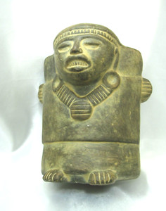 Mayan Clay Pottery Warrior Figure With Working Whistle Rare