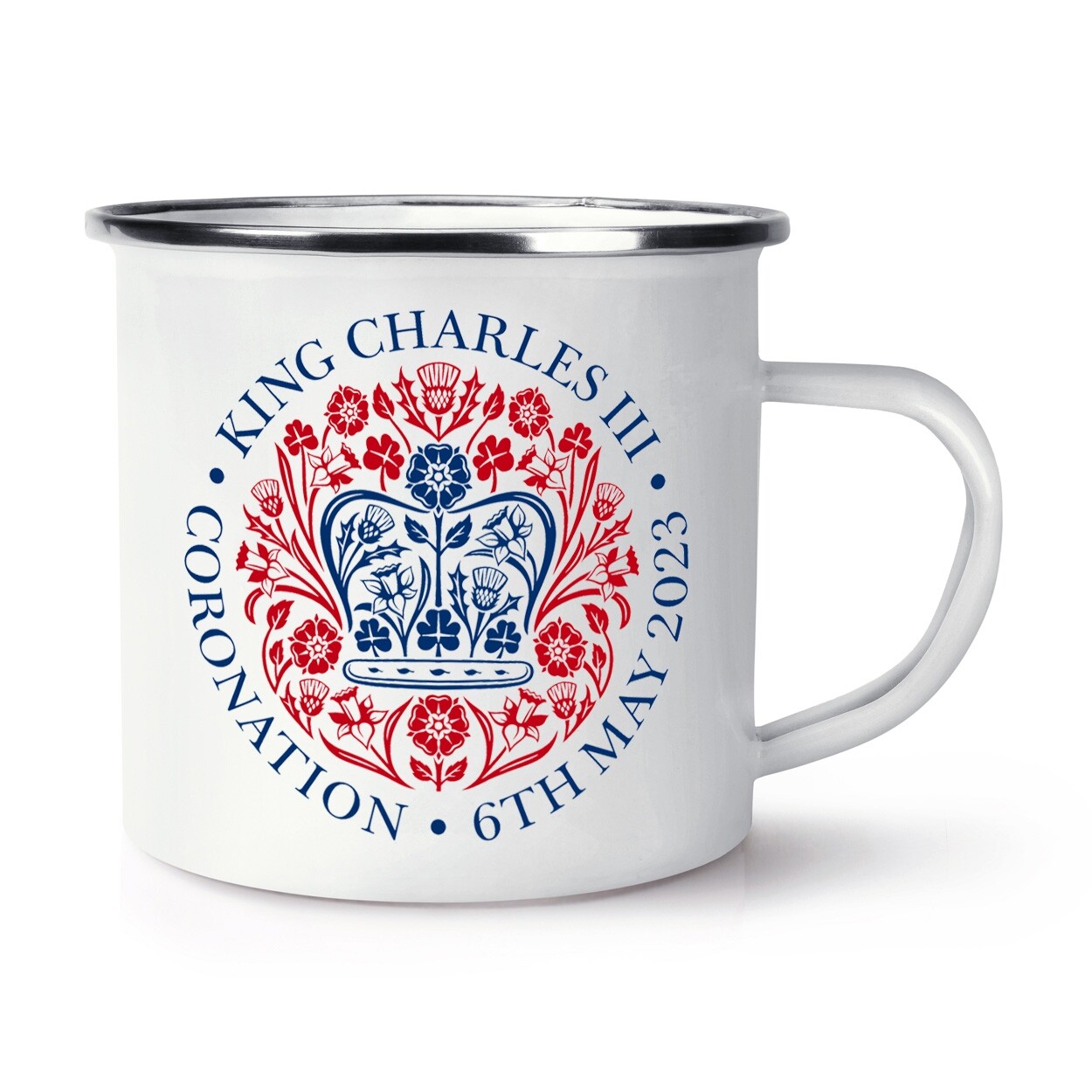 Coronation Emblem King Charles III Enamel Mug Cup Kings Commemorative Souvenir