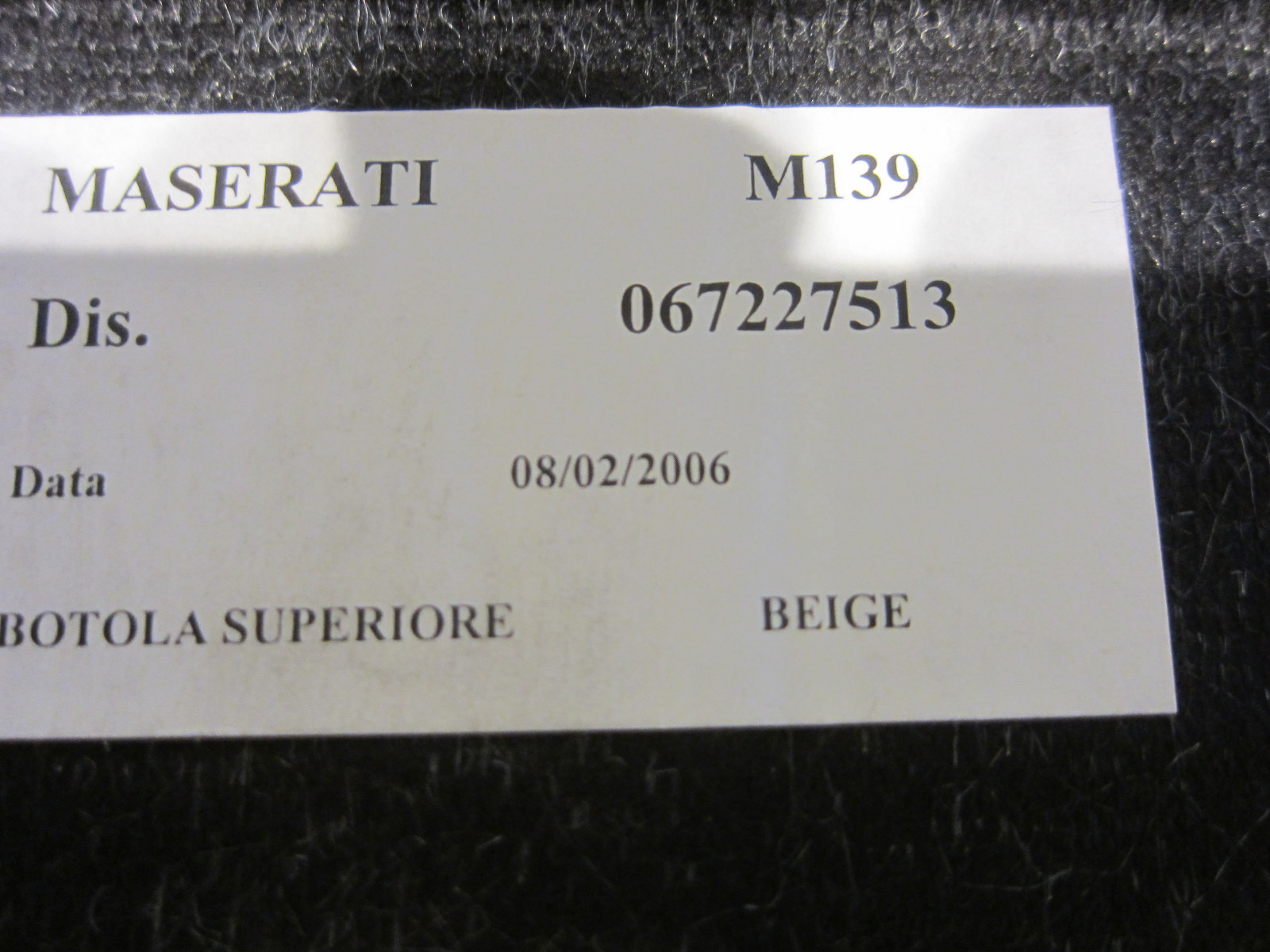 Maserati Quattroporte 2003 4.2 - Spare Wheel Step Cover (Beige) - P/N 67227513