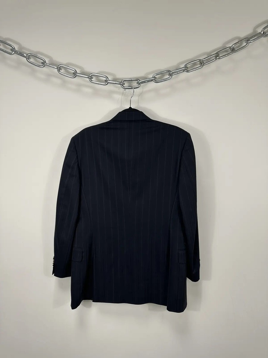 Paul Smith Men's Navy Striped 3-Buttons Luxury Wool Blazer Jacket
