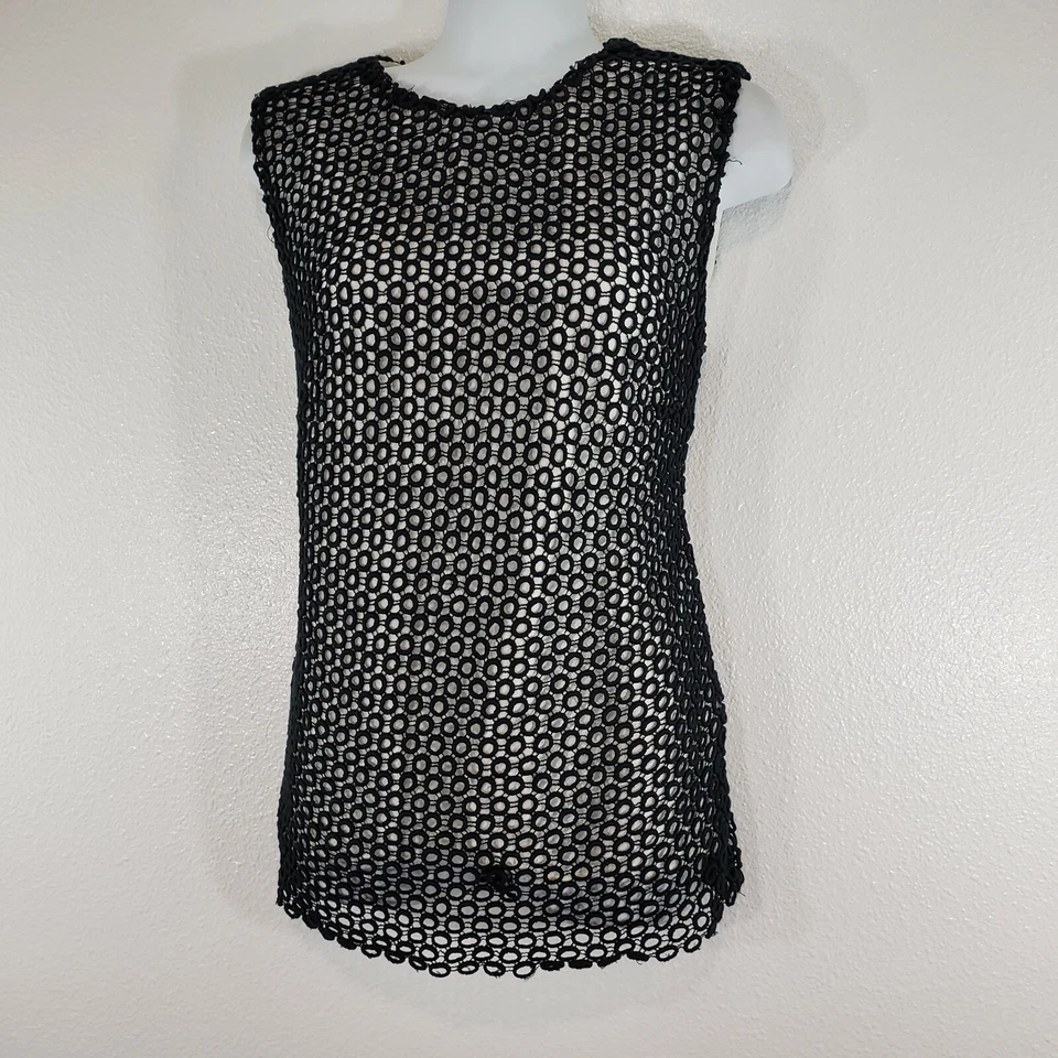 Pierre Balmain Womens Top Designer Crochet Lace Overlay Sleeveless Italy 28 - Image 3 of 4