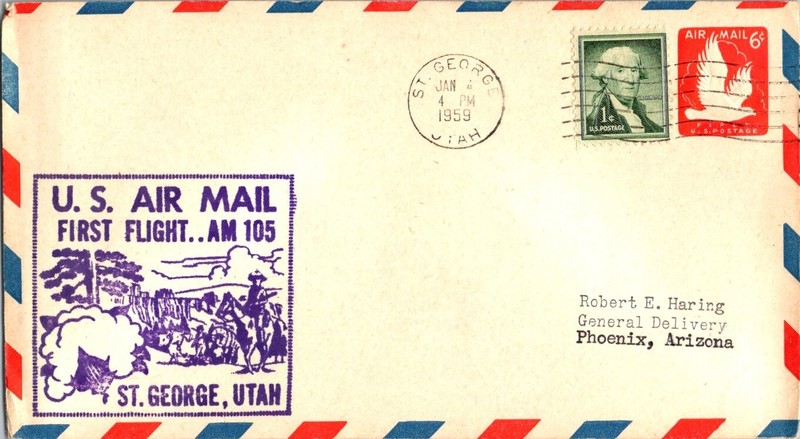 Bonanza Airlines First Flight Saint George Utah - Phoenix Arizona - 1959