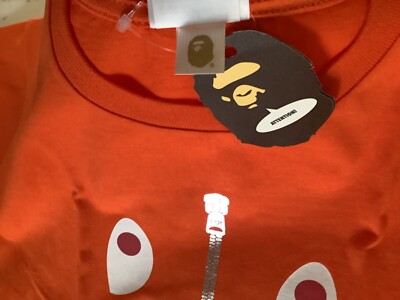 Authentic a bathing ape bape shark tee t shirt orange men's L new