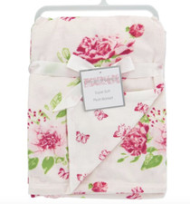 Baby Girl Flowers  Butterflies Blanket Plush Pink Minky NWT 30" X 40"