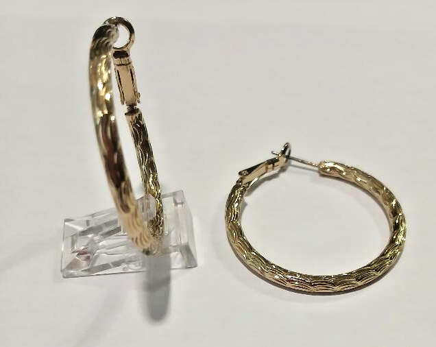 Gold Braid Hoop Earrings 1 Inch Surgical Steel Boxed New