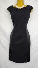 Karen Millen Pencil Dress Black UK10 Satin Jersey Fitted Cocktail Party Evening