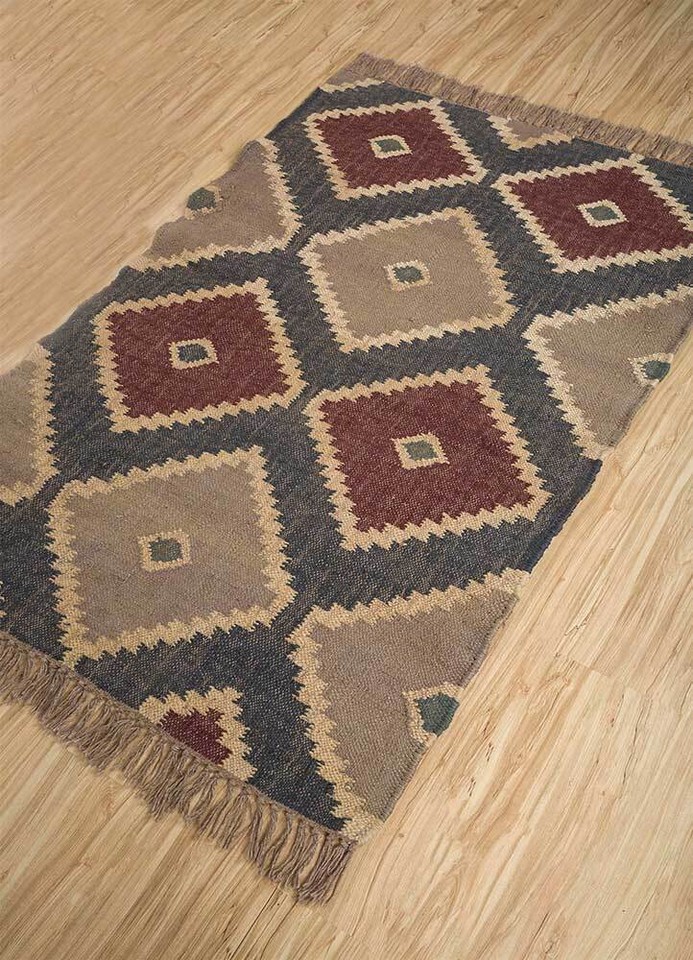 Rug Natural Handwoven Wool Jute Rug, Vintage Kilim Rug, Traditional