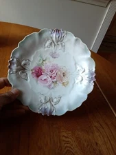 Antique RSPrussia Embossed Opalescent Floral Plate 7.5" D