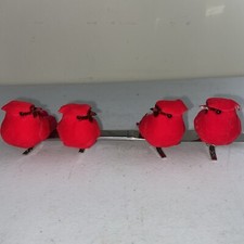 Cardinal Clip on Christmas Tree Ornament Set of 4 Polyfoam 3.5  Long Cardinal