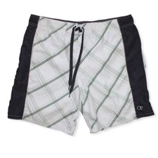 OP Mens Board Shorts Size Large Gray White Green Swim Trunks Surf Beach Sports  