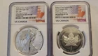 2019 W American Silver Eagle Set Two Nations Set  Rev Proofs PF 70 FDI Disc $50.