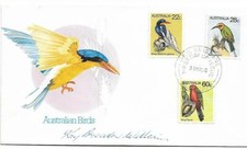 1980 Birds part set 3 FDI 31 Mar GPO Brisbane Signed K B Williams Stam Designer 