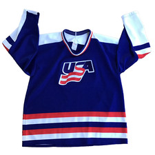 Vinatge 1988 CCM Team USA Olympic Hockey XL Jersey Red White Blue Flawed 