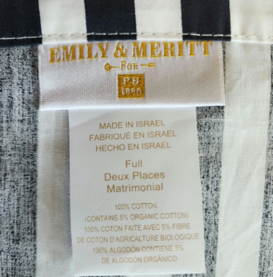 SÁBANA PLANA COMPLETA POTTERY BARN EMILY & MERITT RAYAS DE PIJAMA ROSA BLANCO Y NEGRO Foto 4 de 4