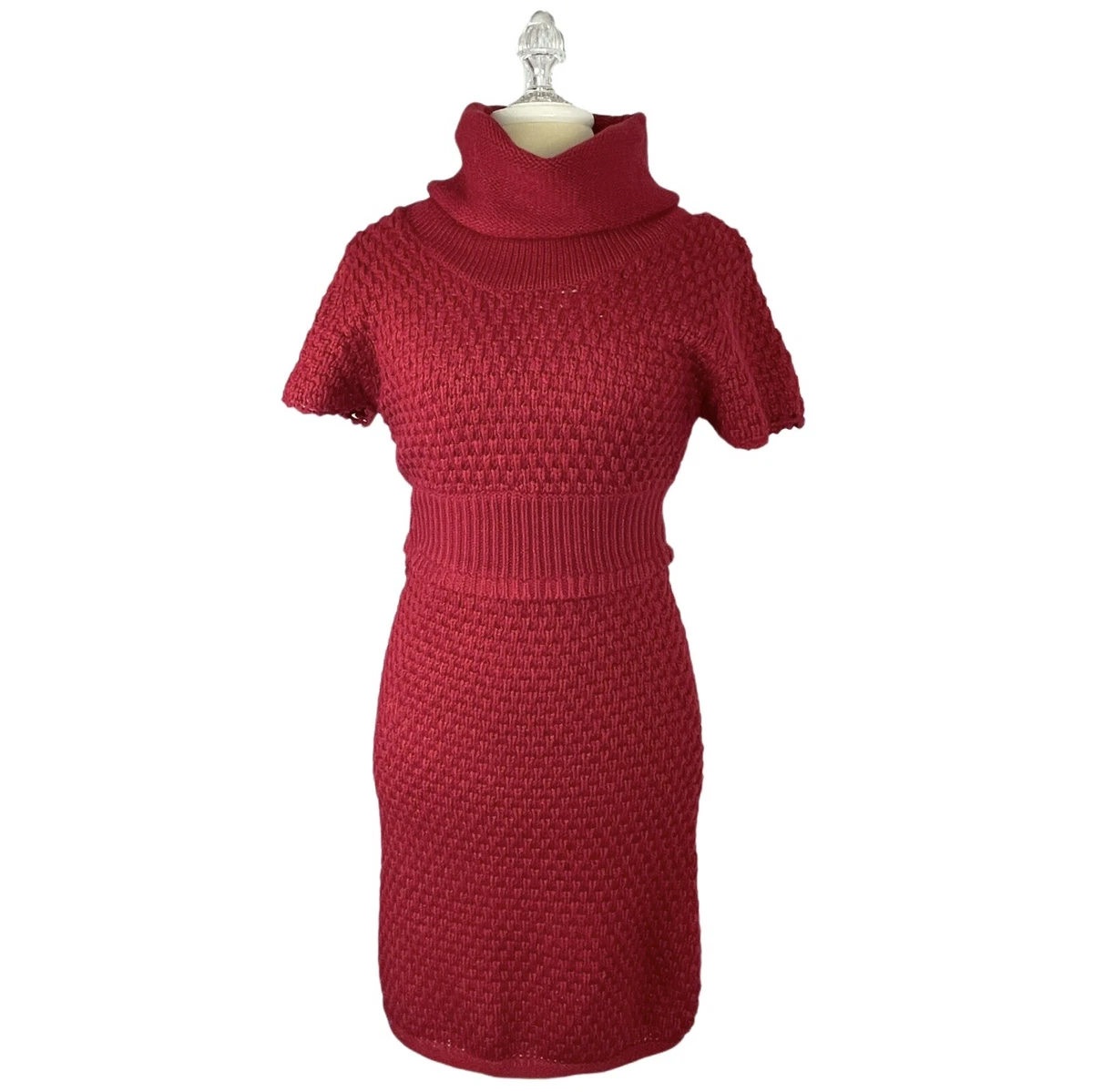 Tulle Anthropolgie Red Sonoran Knit Sweater Dress Wool Blend Cowl