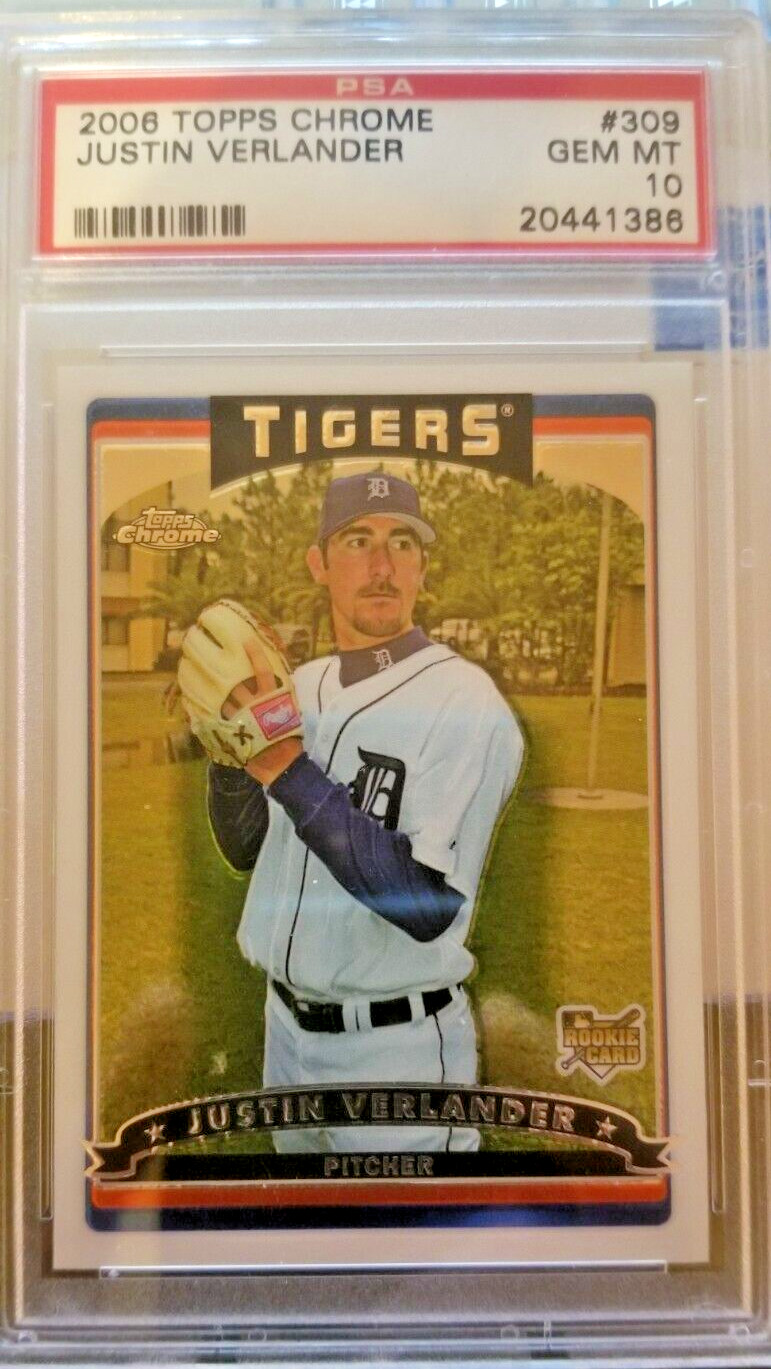 2006 Topps Chrome Justin Verlander #309 RC PSA 10 Tigers Astros