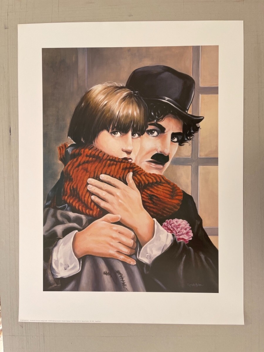 CHARLIE CHAPLIN, THE KID,BY RENATE HOLZNER, RARE 1990's ART PRINT