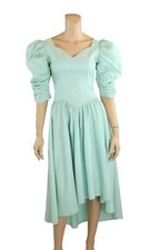 Do You Love Me Vintage 80s Mint Green Taffeta Party Prom Bridesmaid Dress sz 8