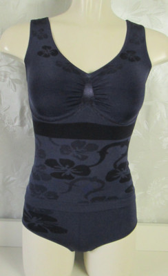 Schlankstütz   S 34/36 Mieder- Tankini nachtblau Hibiskus PU+UBF SK 2 Shape  