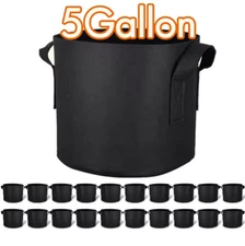 20 Pack 5 Gallon Plant Grow Bags Fabric Pot Nursery Soil Nonwoven w/ Handle USA