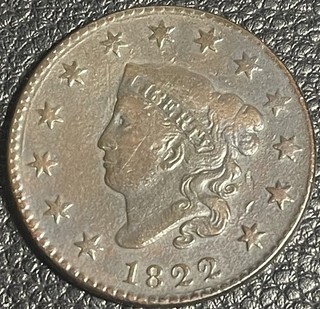1822 Coronet Head Large Cent.