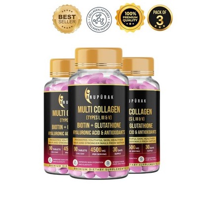 ANUPURAK Collagen Complex 3000mg 90 Tablets Pack of 3 Beauty Skin Care