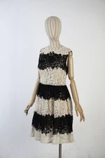 RED Valentino Striped Transparent Dress Size S Elegant Black White Sleeveless