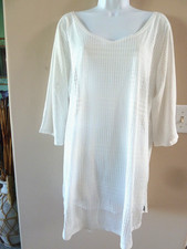 O'NEILL Sz M/L Mesh Beach Pool Cover-Up Knee Length White Ocean Vacation