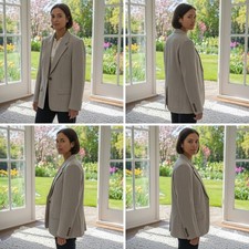Quince European Linen Structured Blazer Flax Beige Large 100% Linen 1 Button