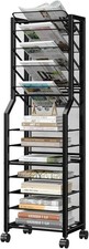12-Tier Mobile Rolling File Cart Cabinet with Lock, Metal, Large Size