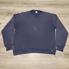Vintage 80s Russell Athletic Navy Crewneck Sweatshirt Large USA Made Heavy Faded