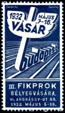 1932 Hungary Poster Stamp 3rd FIKPROK Stamp Fair Budapest May 5–16