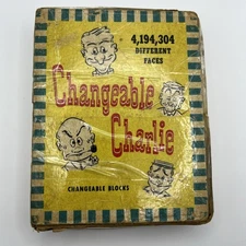 Vintage 1948 Changeable Charlie Building Blocks Puzzle Toy – Wooden Face Blocks