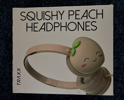 Traxx Squishy Peach Kids Padded Peach Shaped w/Embroidered Face Headphones