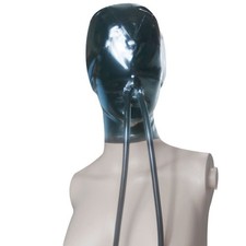 Latex Hood with Long Breathing tube Rubber Mask Fetish Experience suffocation