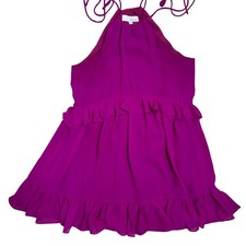 Pinch Dress Small Ruffle Purple Fuschia Halter Sleeveless Party Mini Adjustable
