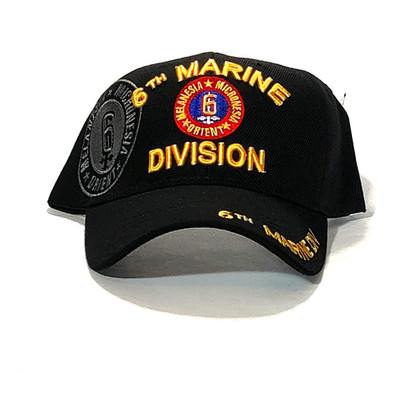 6th Marine Division Black Embroidered Baseball Cap Licensed New 