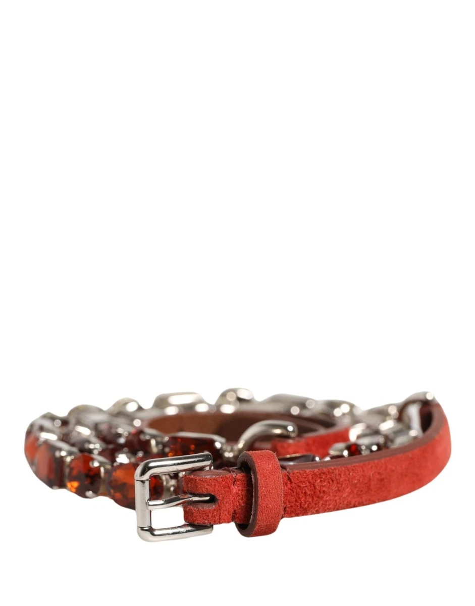 Dolce & Gabbana Velvet Crystals Chain Embellished Belt Women Red Belts Dolce&Gabbana Red Belts for Women for sale | eBay main image 2