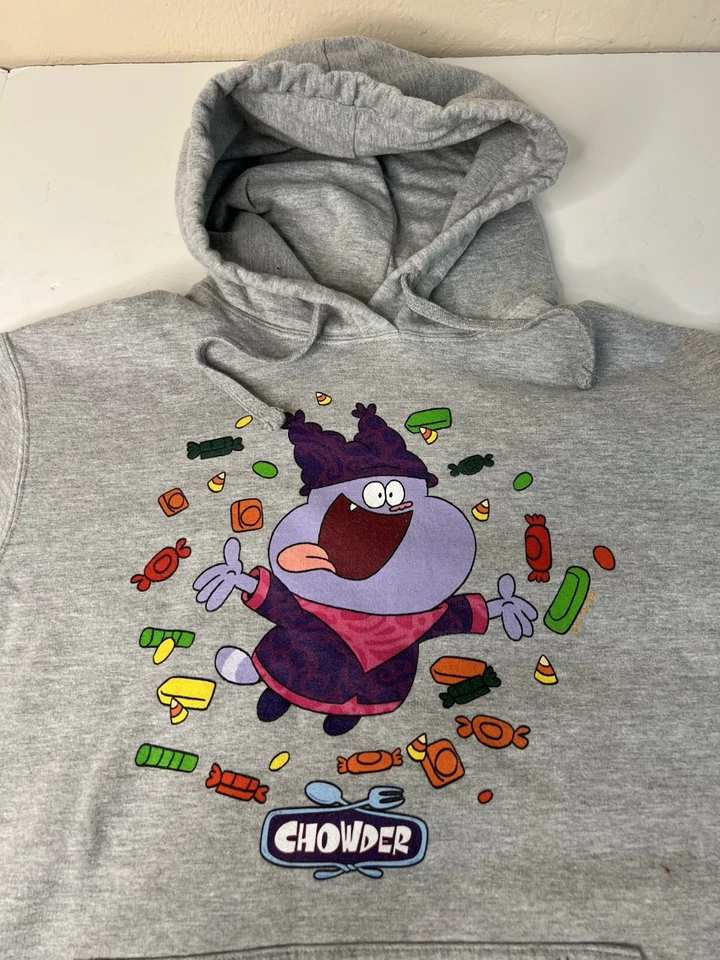 Sudadera con Capucha Gris Vintage Y2k Oficial CARTOON NETWORK Chowder Grande De Colección Foto 2 de 4