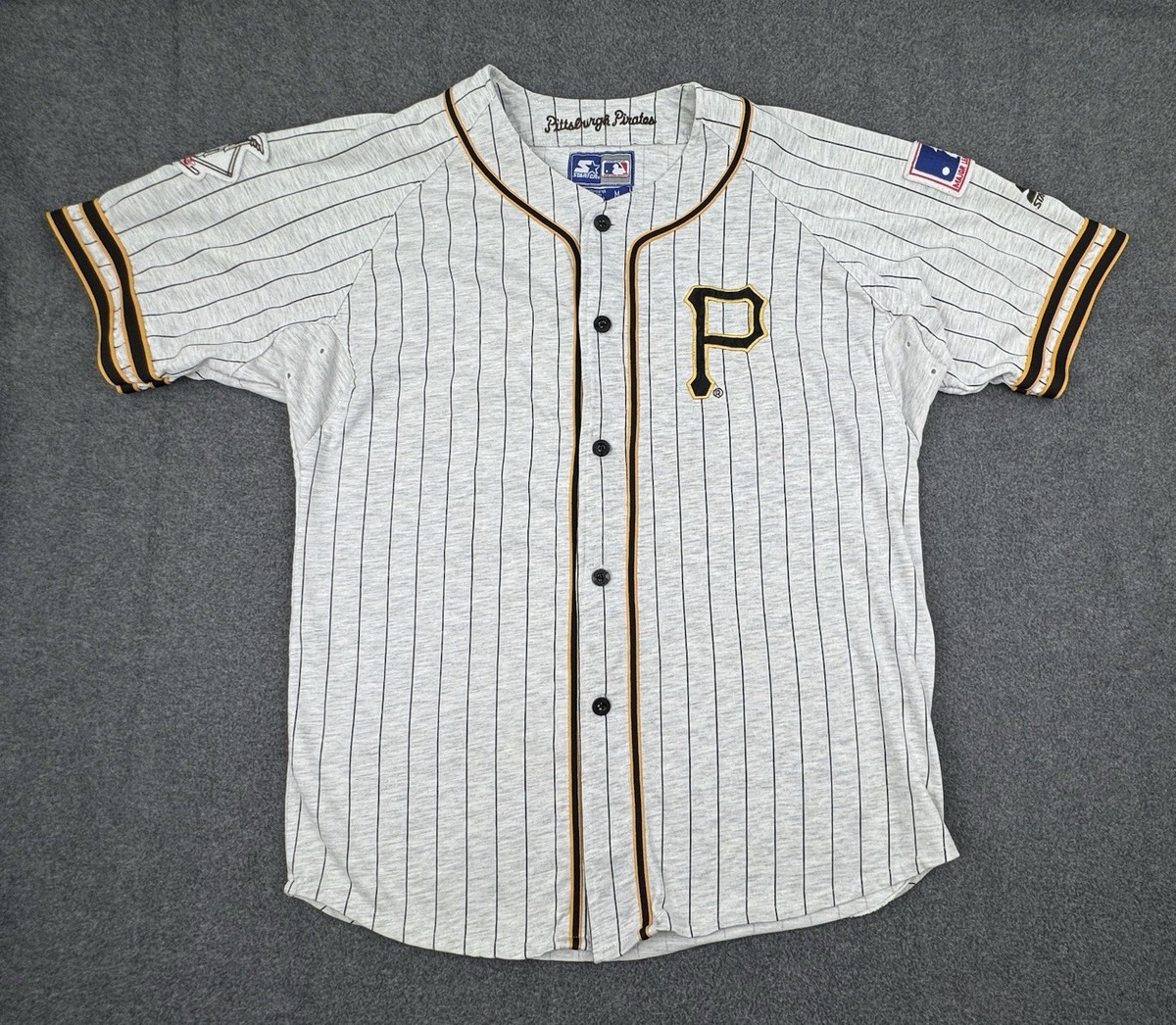 Vintage Starter Pittsburgh Pirates Baseball Jersey Mens M Gray
