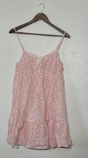 Victoria's Secret Floral Cotton Babydoll Chemise Nightgown Pink Large L Sleep