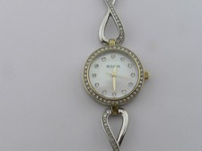 Bulova Ladies Dress Watch Fancy Case  Band MOP Dial Working