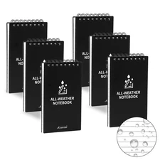 6 Pack Waterproof Notepad 3x5 Inch Waterproof Notebook Black with 50 Sheets P...