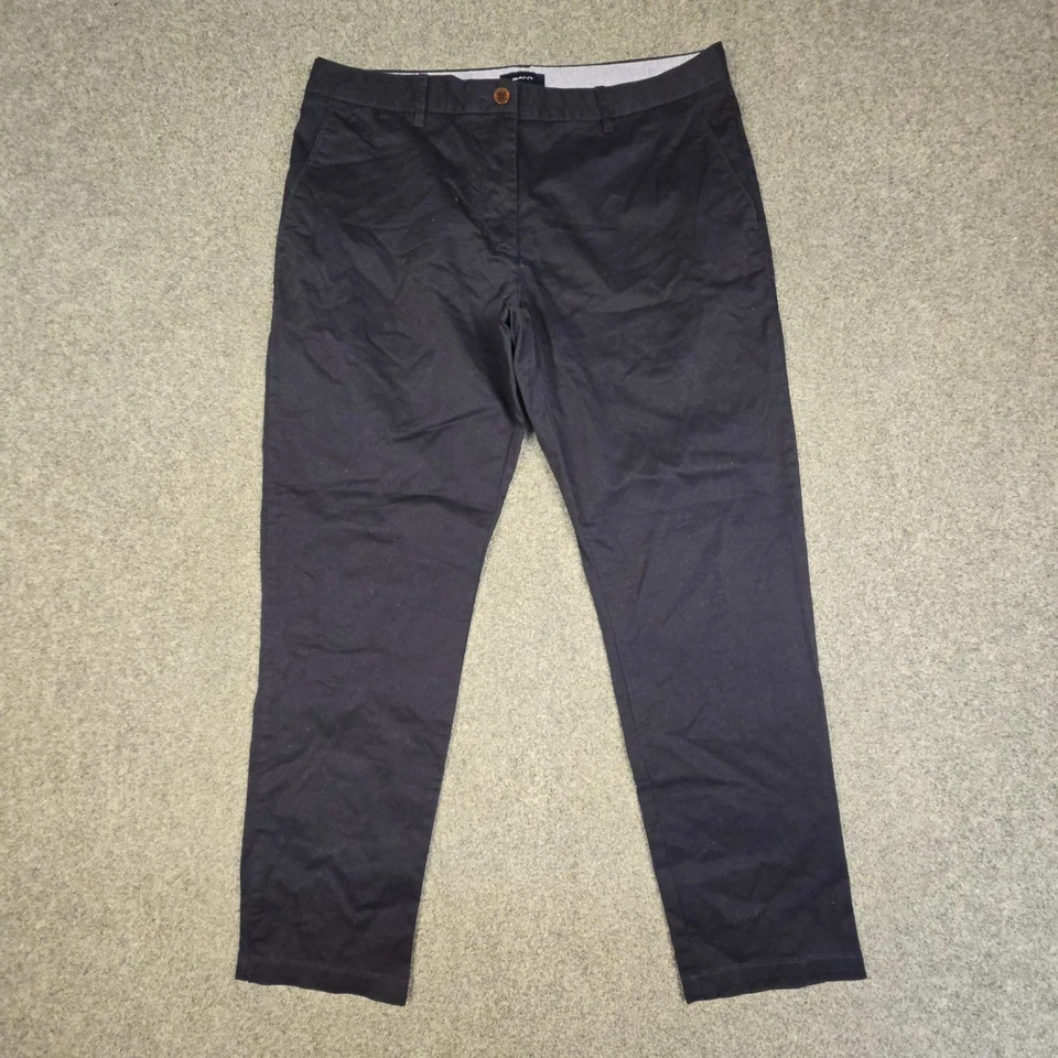 GANT Pantalones Mujer 14 Azul Chino Pantalón Recto Cremallera Mosca Informal Recto Talla 14 Foto 2 de 4
