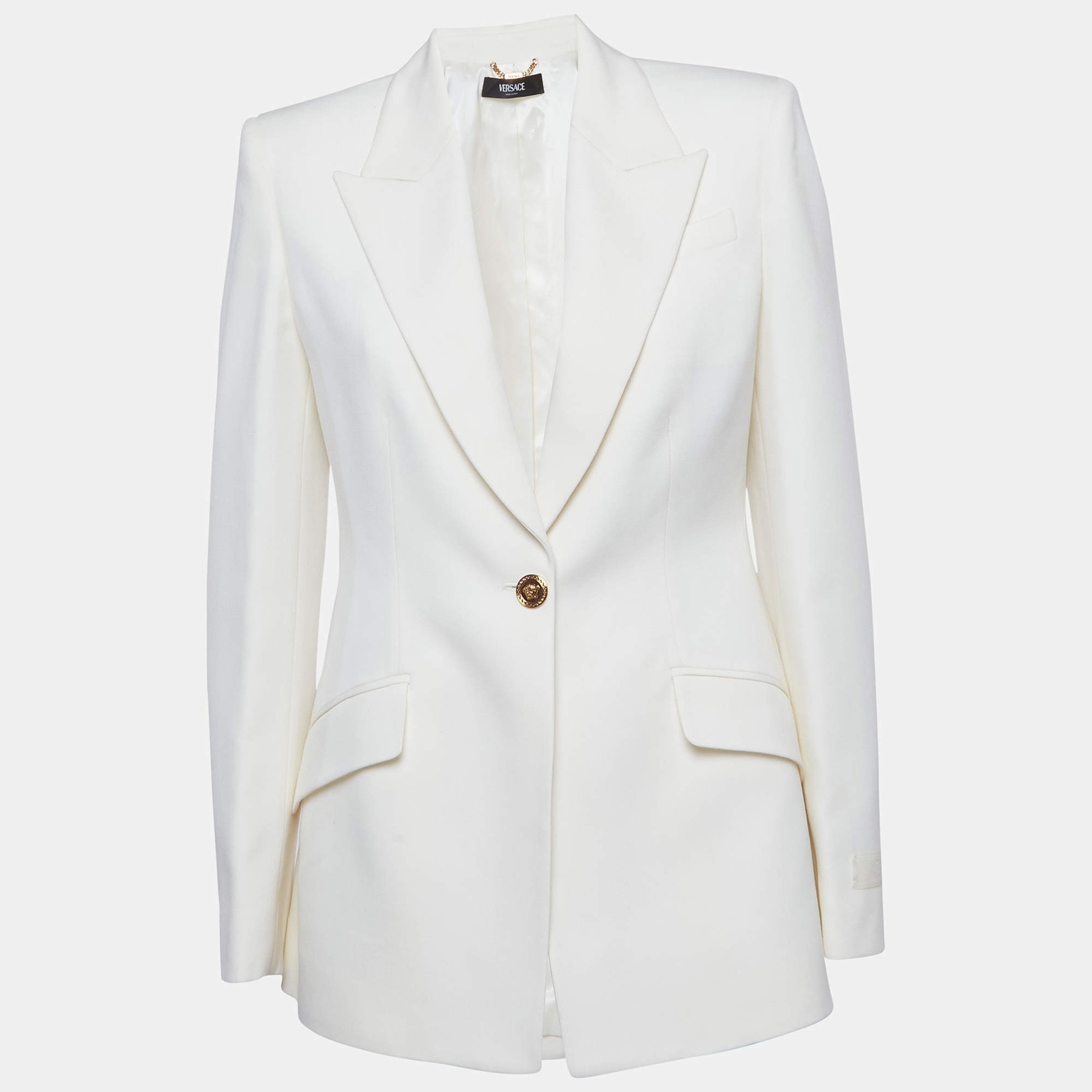 Versace Off White Gabardine Regular Fit Blazer S
