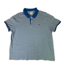 Lacoste Polo Shirt Men 9 Blue Striped Classic Fit Cotton Pique Knit Preppy